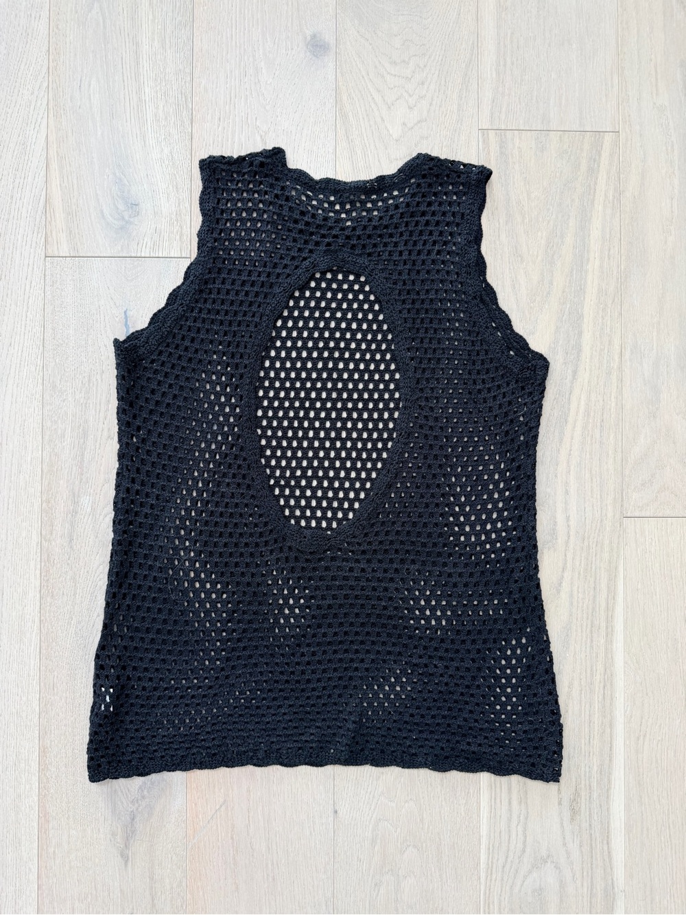 Black Crochet Open-Back Sleeveless Top